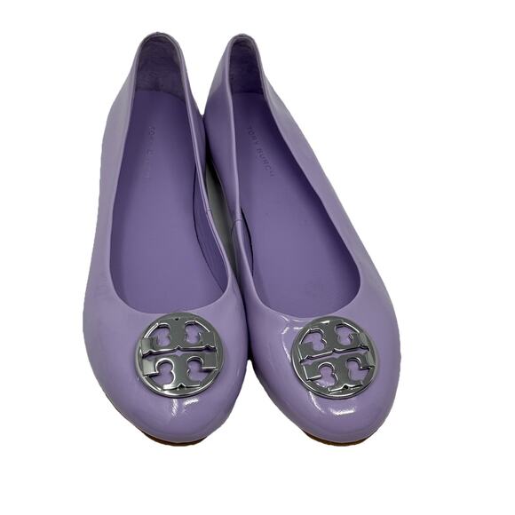 Tory Burch ballet flats lavender silver logo 7.5 - Picture 1 of 7